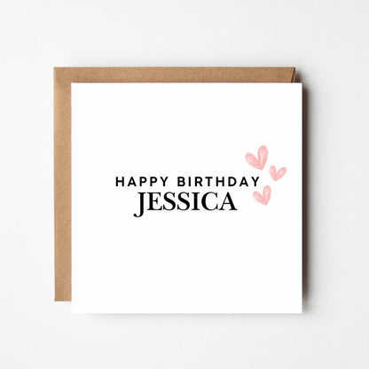 Personalised Birthday Card: Minimalist Design, Handmade Greeting Card