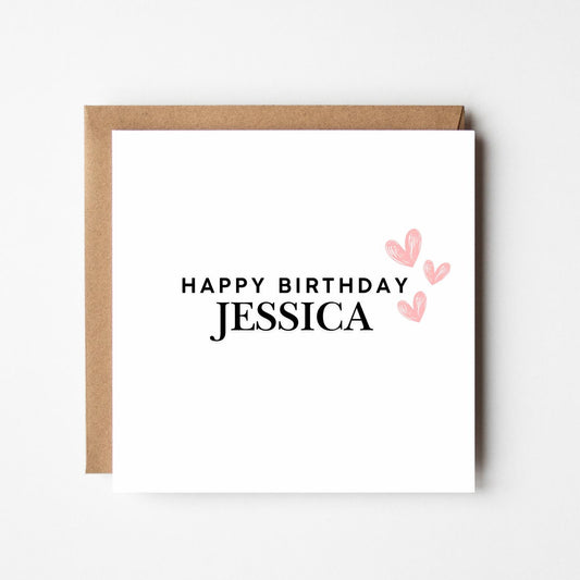 Personalised Birthday Card: Minimalist Design, Handmade Greeting Card