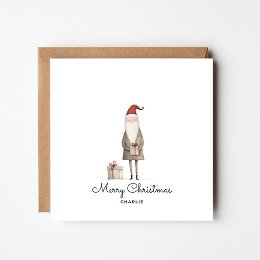 Personalised Santa Christmas Card: Minimalist Festive Design