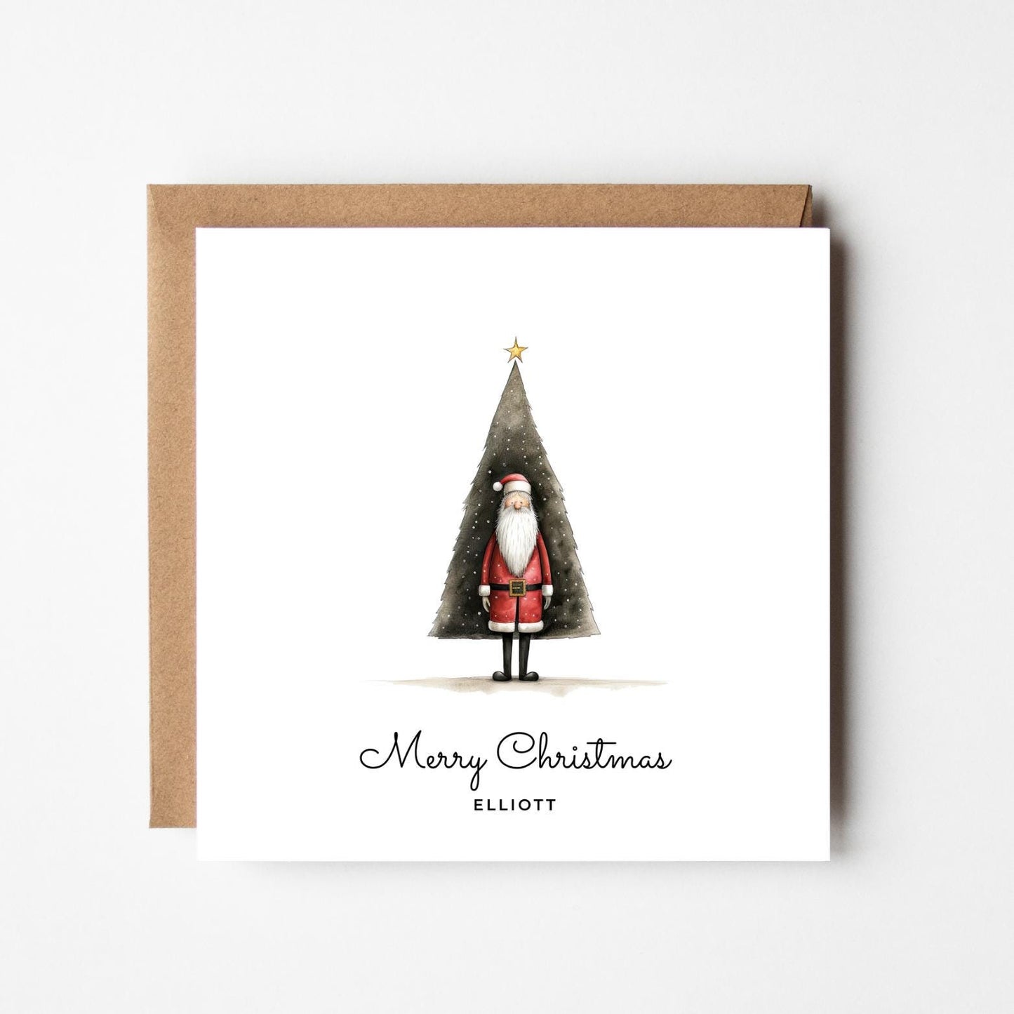 Personalised Santa Christmas Card: Festive Holiday Greeting, Custom Names