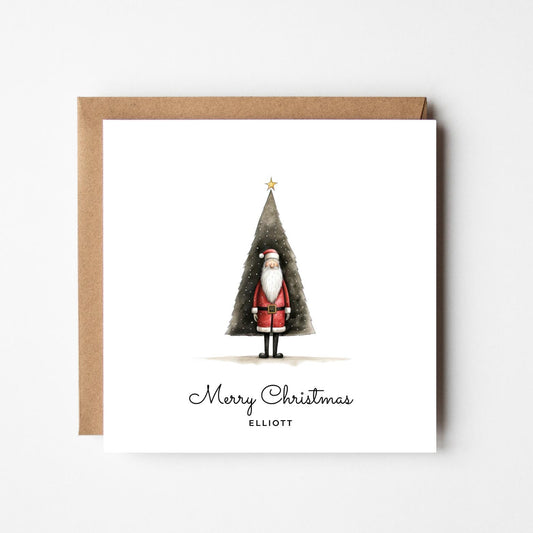 Personalised Santa Christmas Card: Festive Holiday Greeting, Custom Names