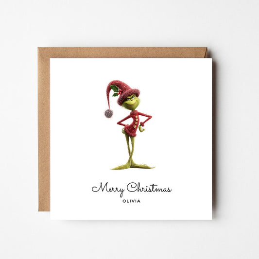Personalized Grinch Christmas Card: Funny Holiday Greeting (5x7")