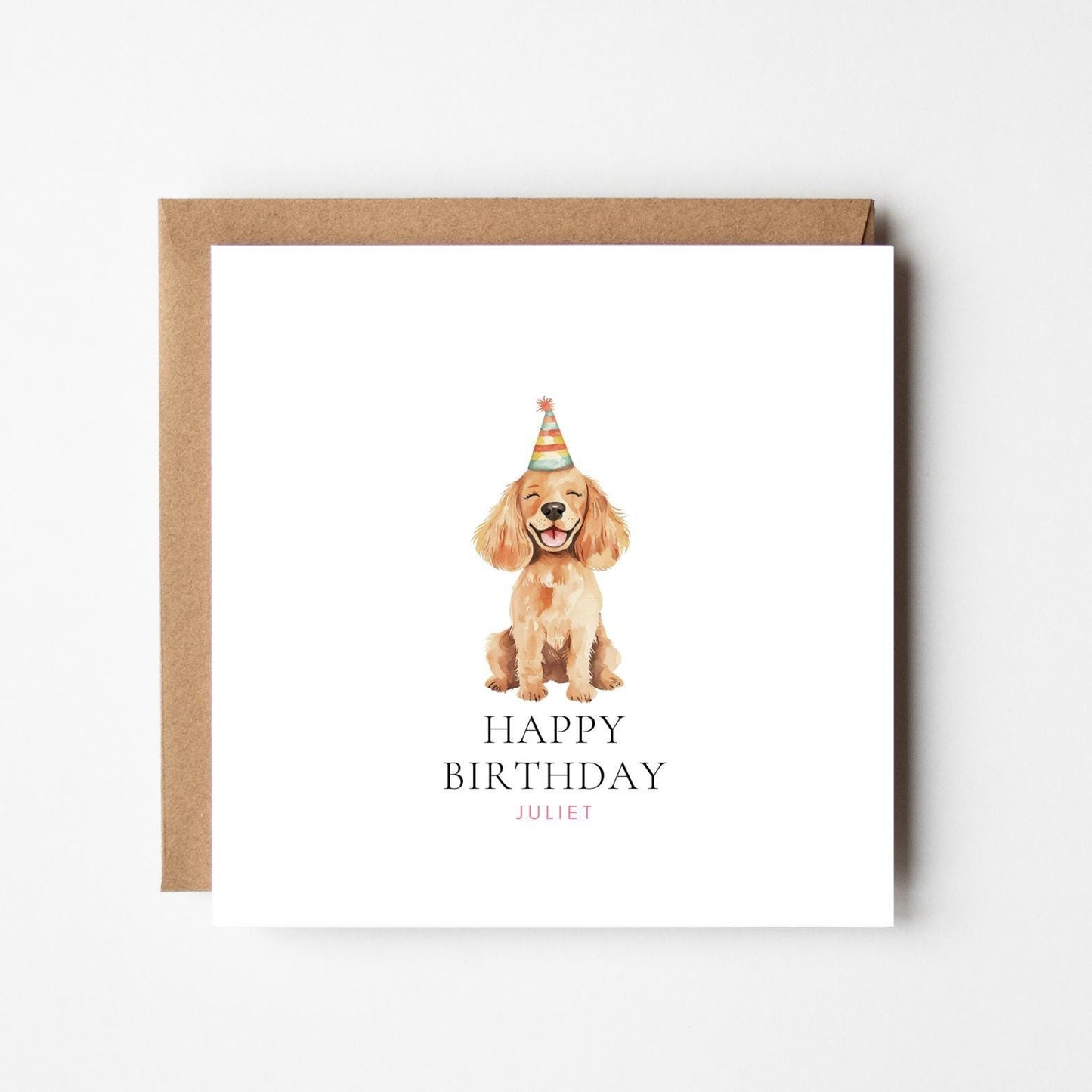 Personalised Dog Birthday Card: Party Hat, Funny Gift