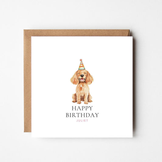 Personalised Dog Birthday Card: Party Hat, Funny Gift