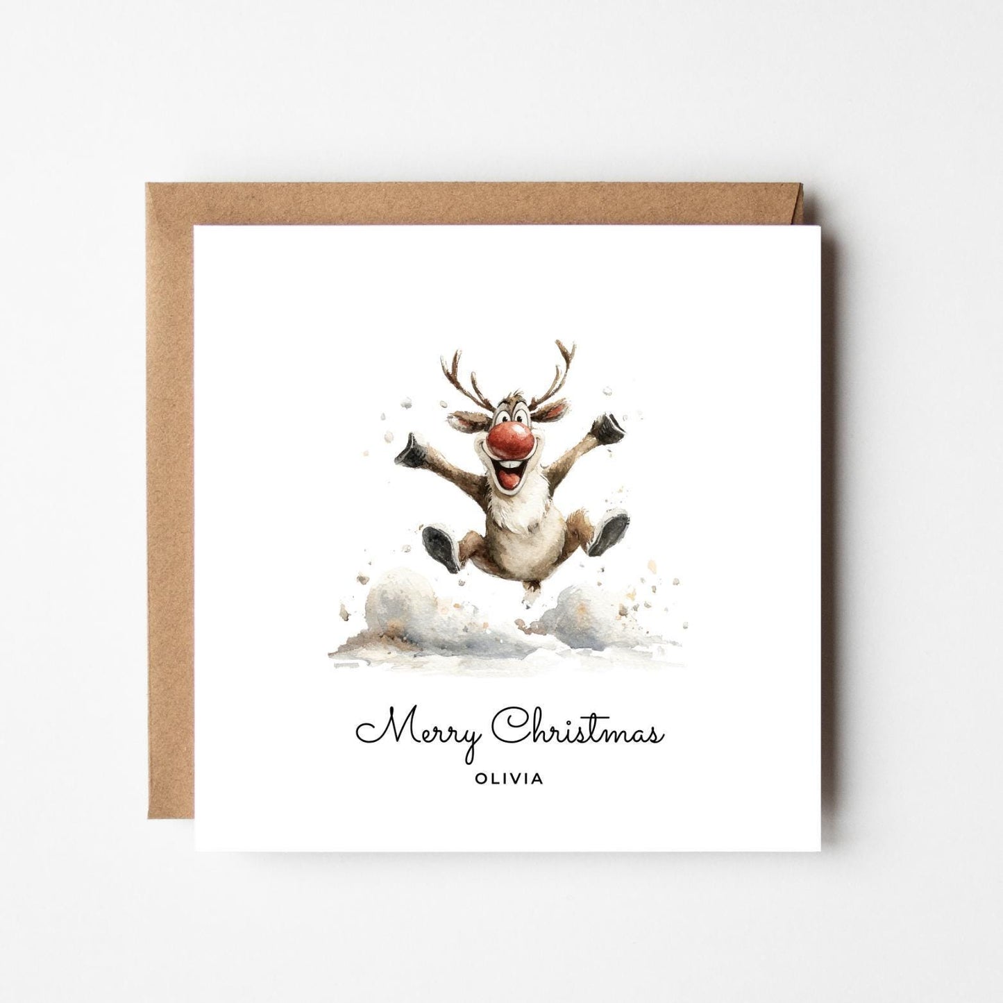 Personalised Funny Reindeer Christmas Card: Custom Xmas Card