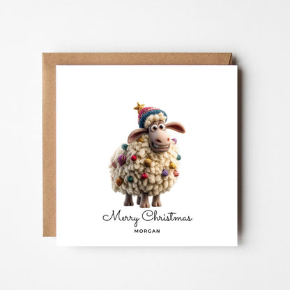Personalised Funny Sheep Christmas Card: Custom Holiday Greeting