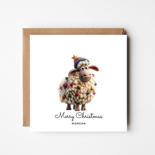 Personalised Funny Sheep Christmas Card: Custom Holiday Greeting