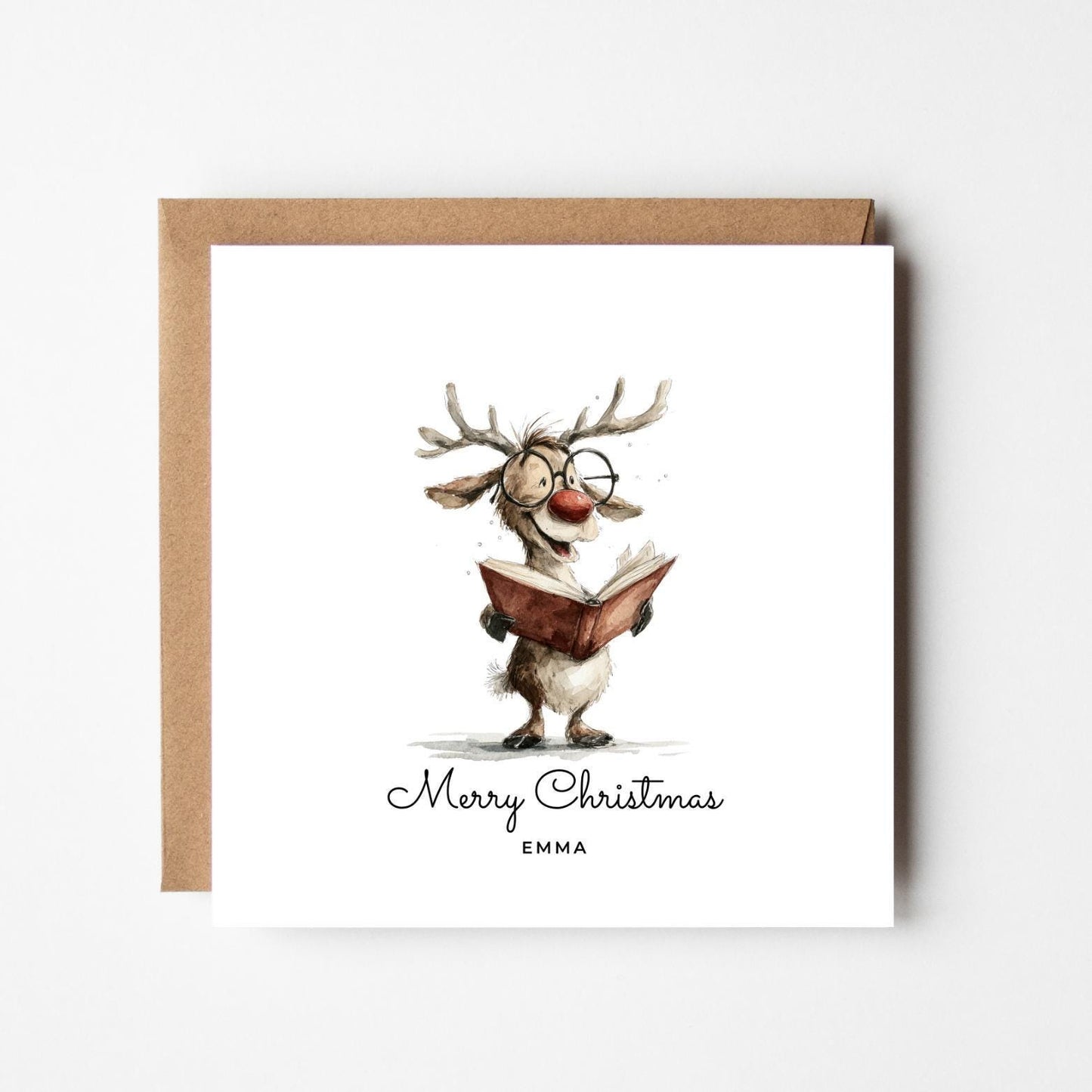 Personalised Funny Reindeer Christmas Card: Custom Xmas Card