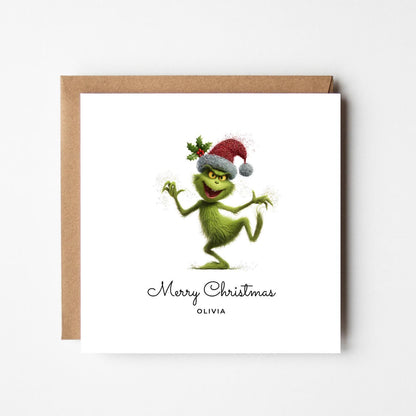 Personalised Funny Grinch Christmas Card: Playful Holiday Greeting