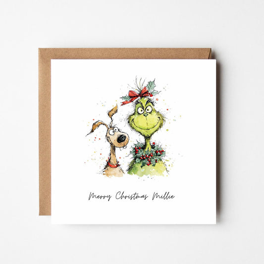 Personalised Grinch and Max Christmas Card: Funny Holiday Greeting