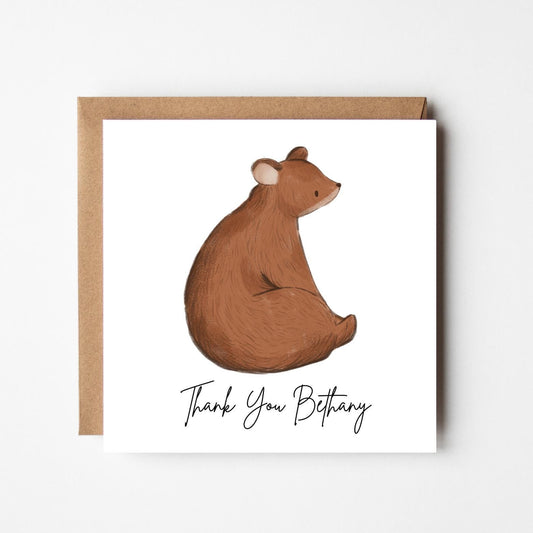 Personalised Thank You Card – Woodland Bear Design