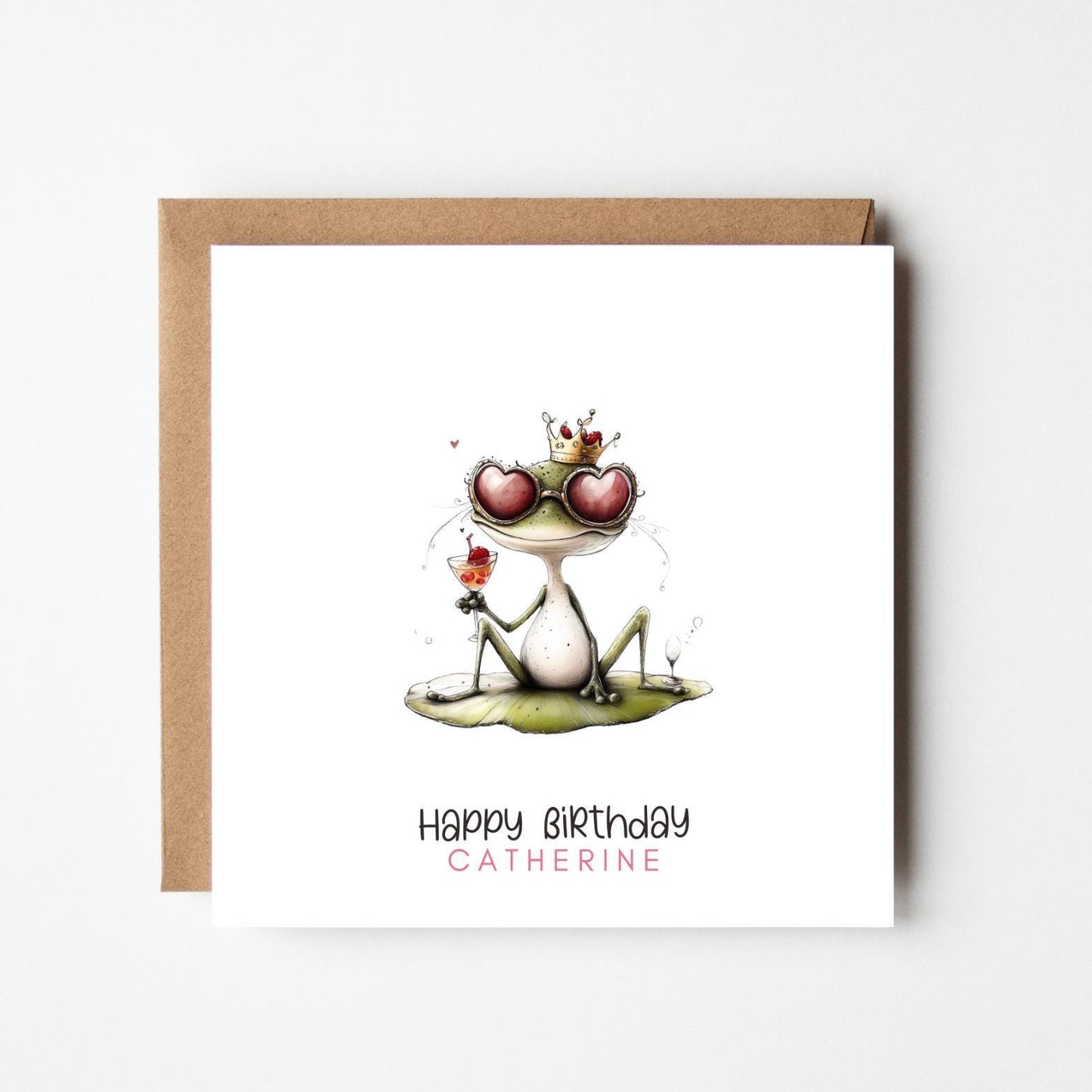 Wine Lover Custom Name Greeting – Cute Animal Birthday Card – Handmade Birthday Card