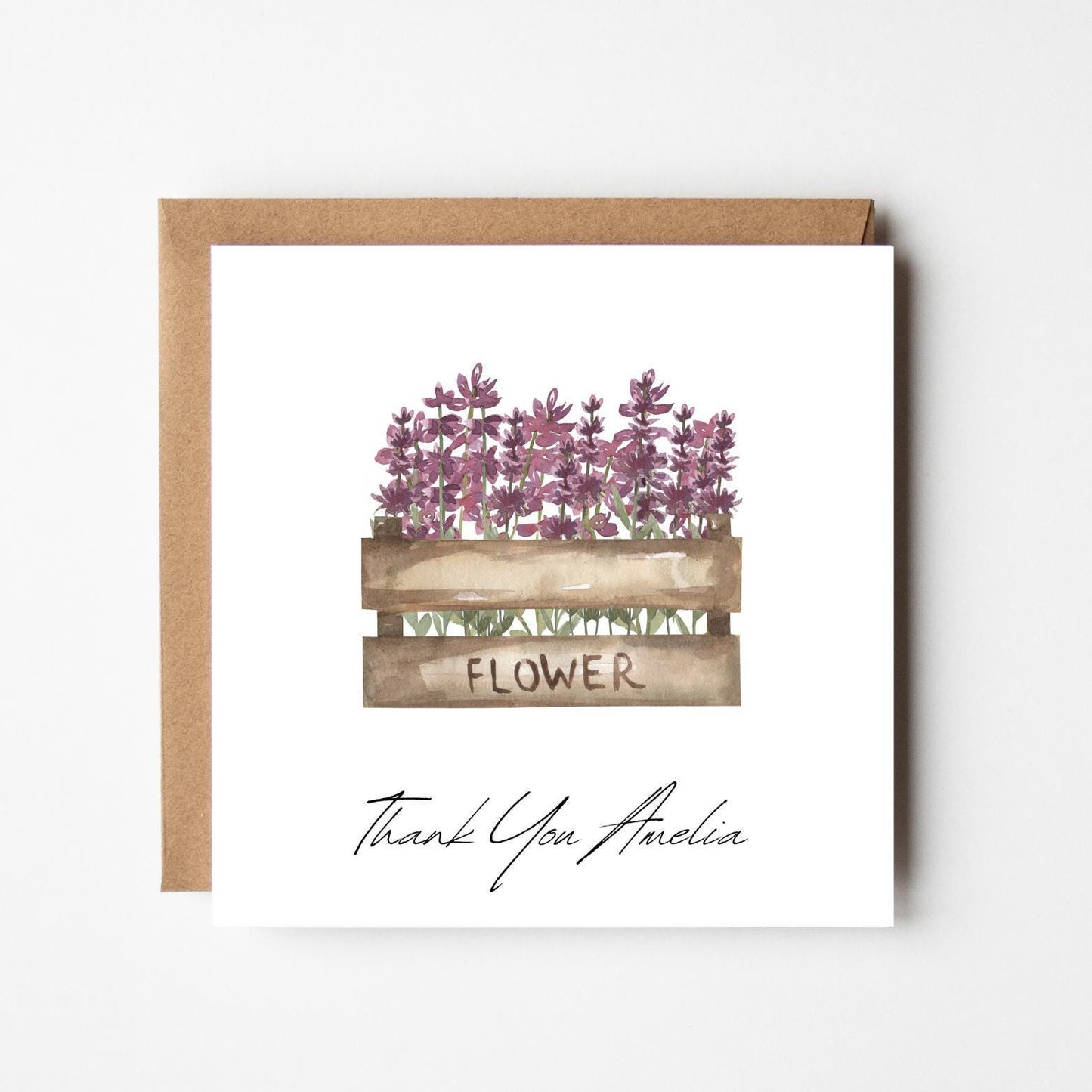 Personalised Thank You Card – Rustic Floral Design