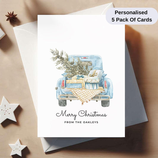Pack of 3 Personalised Christmas Cards – Elegant Watercolour Holiday Cards with Envelopes