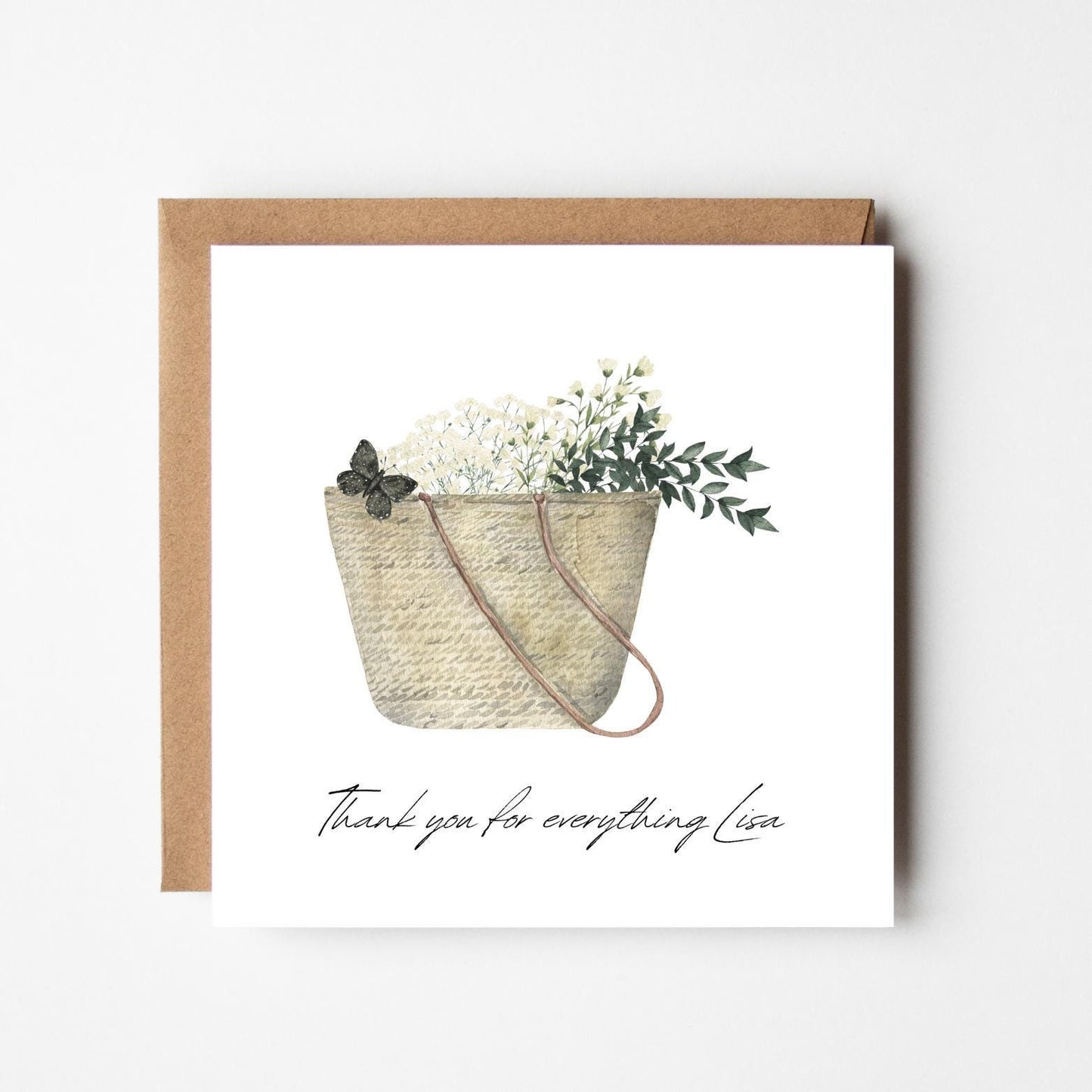 Personalised Thank You Card – Rustic country floral Design