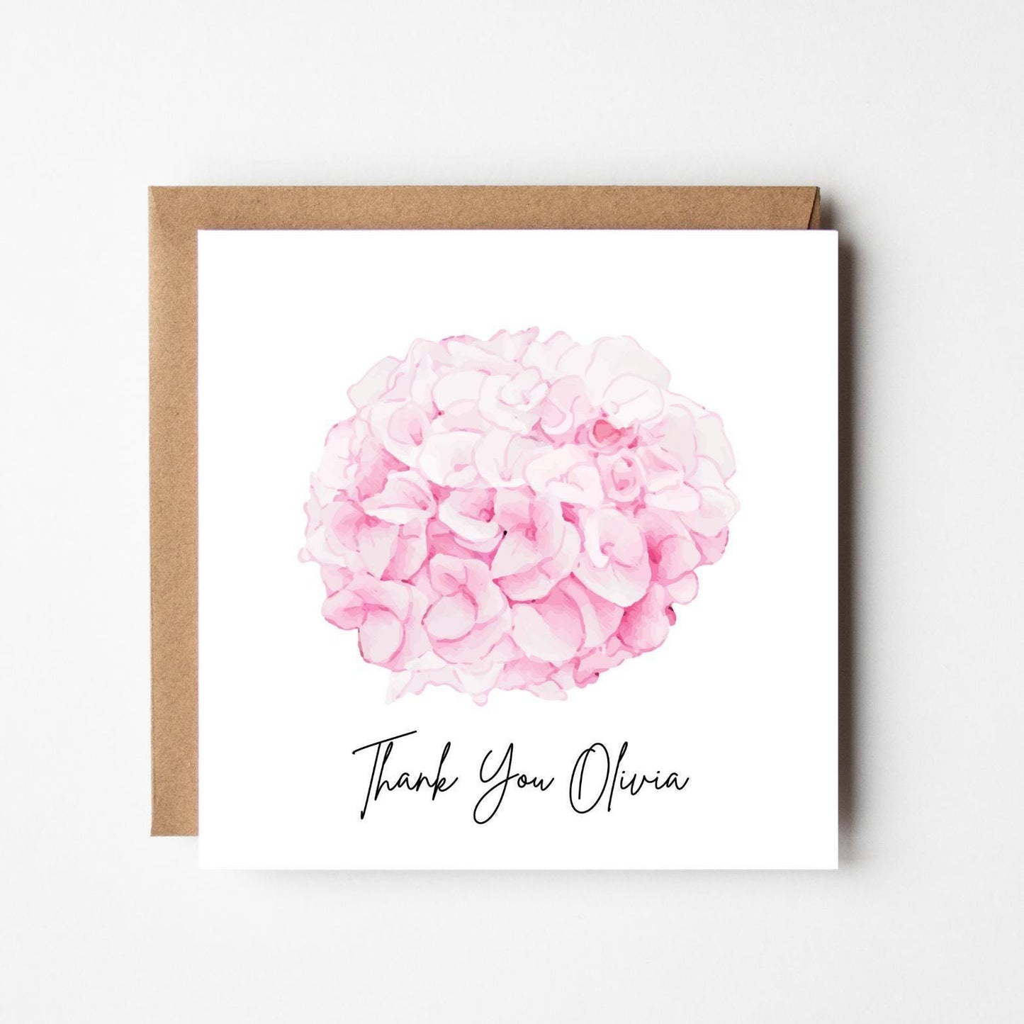 Personalised Thank You Card – Pink Watercolour Flower