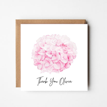 Personalised Thank You Card – Pink Watercolour Flower
