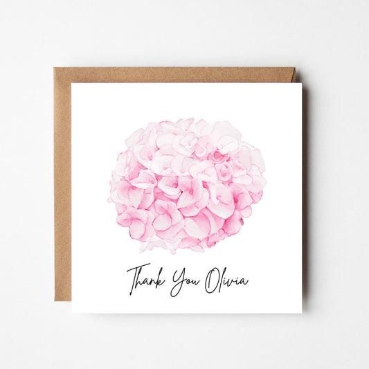 Personalised Thank You Card – Pink Watercolour Flower