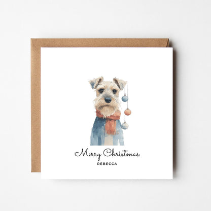 Personalised Schnauzer Christmas Card – Custom Dog Xmas Card – Cute Schnauzer Dog Lover Holiday Card – Dog Mum Dog Dad Gift – Pet Name Card