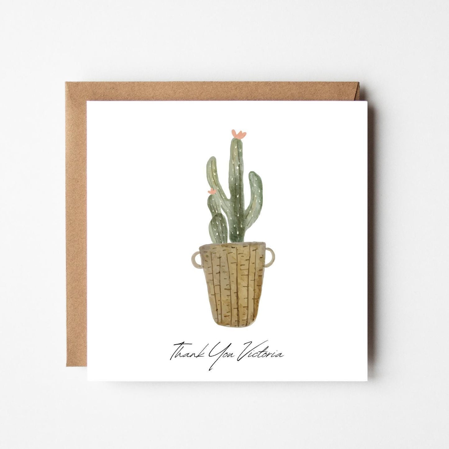 Personalised Thank You Card – Cactus Plant Design