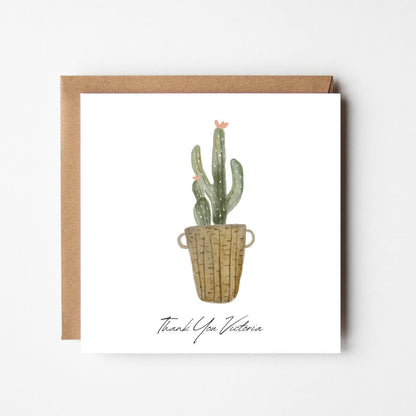 Personalised Thank You Card – Cactus Plant Design
