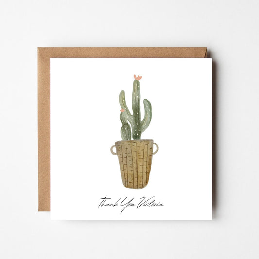 Personalised Thank You Card – Cactus Plant Design