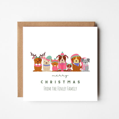 Personalised Dog Family Christmas Card: Festive Holiday Greeting