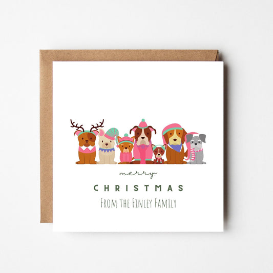 Personalised Dog Family Christmas Card: Festive Holiday Greeting