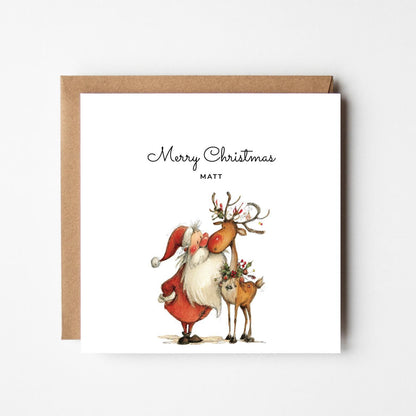 Personalised Santa & Rudolph Christmas Card: Funny Holiday Greeting
