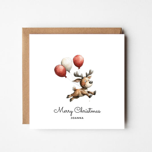 Personalised Funny Reindeer Christmas Card - Cute Custom Xmas Card with Name