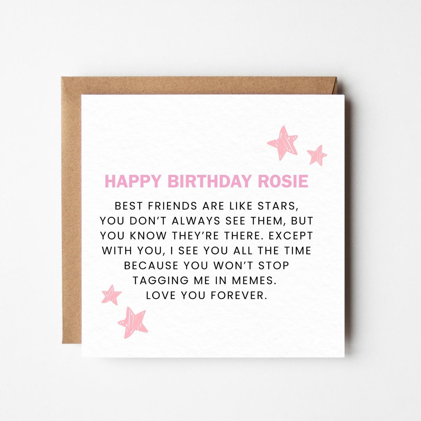 Personalised Best Friend Birthday Card – Custom Name Heartfelt Message Card, Sentimental Birthday Card for Her - Premium Textured Finish