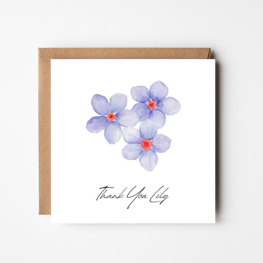 Personalised Floral Thank You Card – Watercolour Design