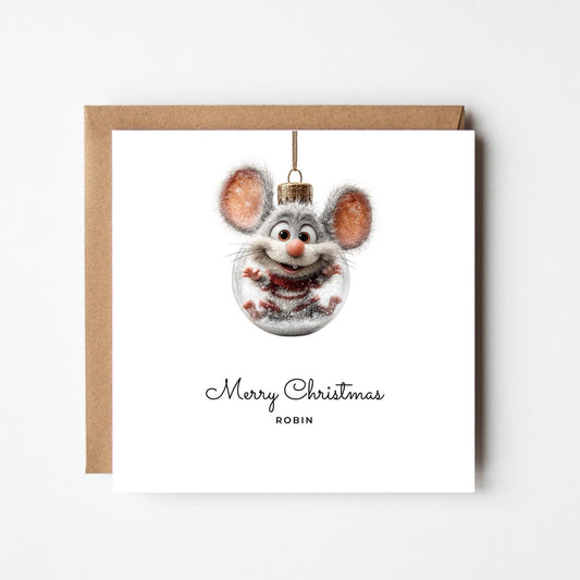 Personalised Funny Mouse Christmas Card: Handmade Holiday Greeting