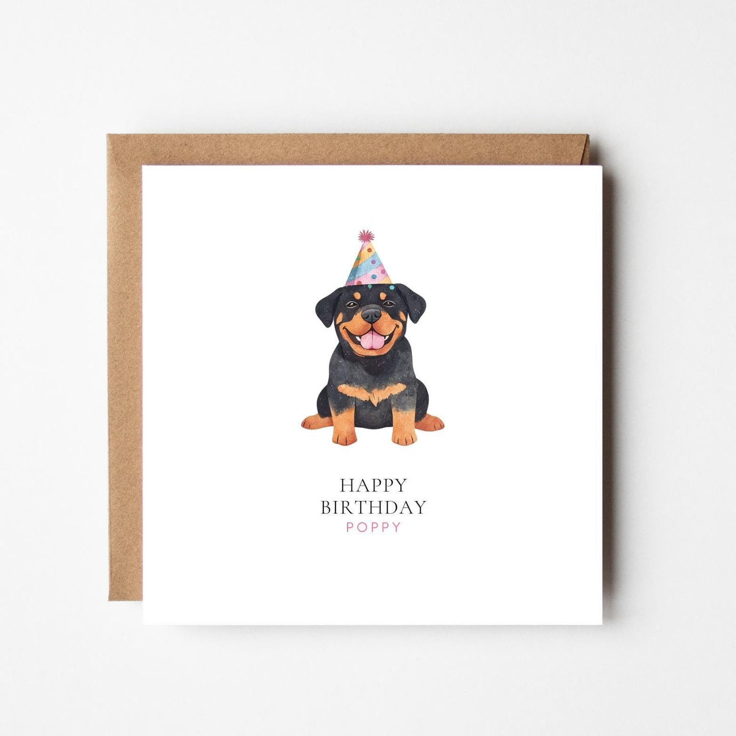 Personalised Rottweiler Birthday Card – Custom Dog Birthday Greeting