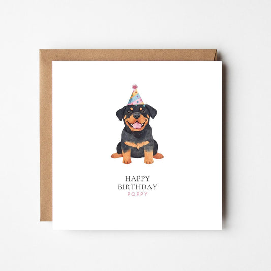 Personalised Rottweiler Birthday Card – Custom Dog Birthday Greeting