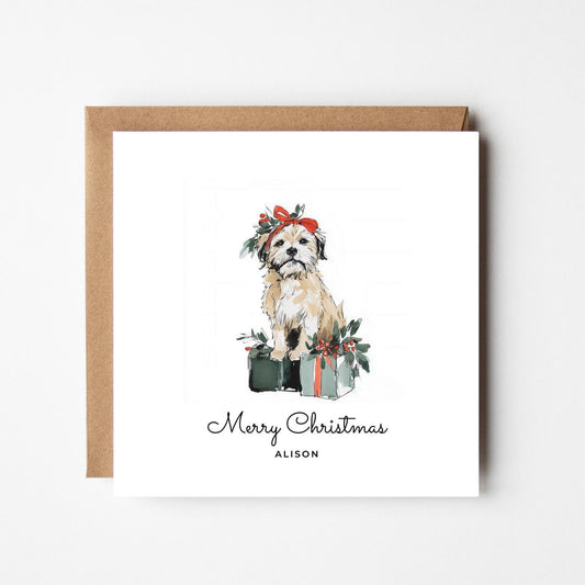 Personalised Dog Christmas Card – Custom Pet Xmas Card – Cute Dog Lover Holiday Card – Dog Mum Dog Dad Gift – Pet Name Card
