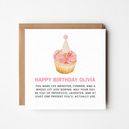 Personalised Best Friend Birthday Card – Custom Name Heartfelt Message Card, Sentimental Birthday Card for Her - Premium Textured Finish
