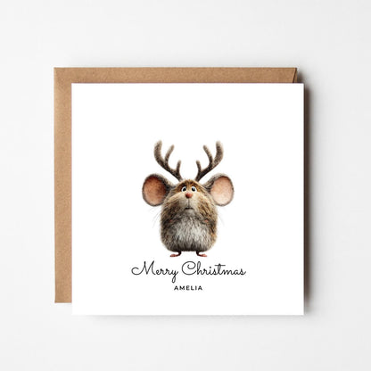 Personalised Mouse Christmas Card: Funny Animal Holiday Greeting