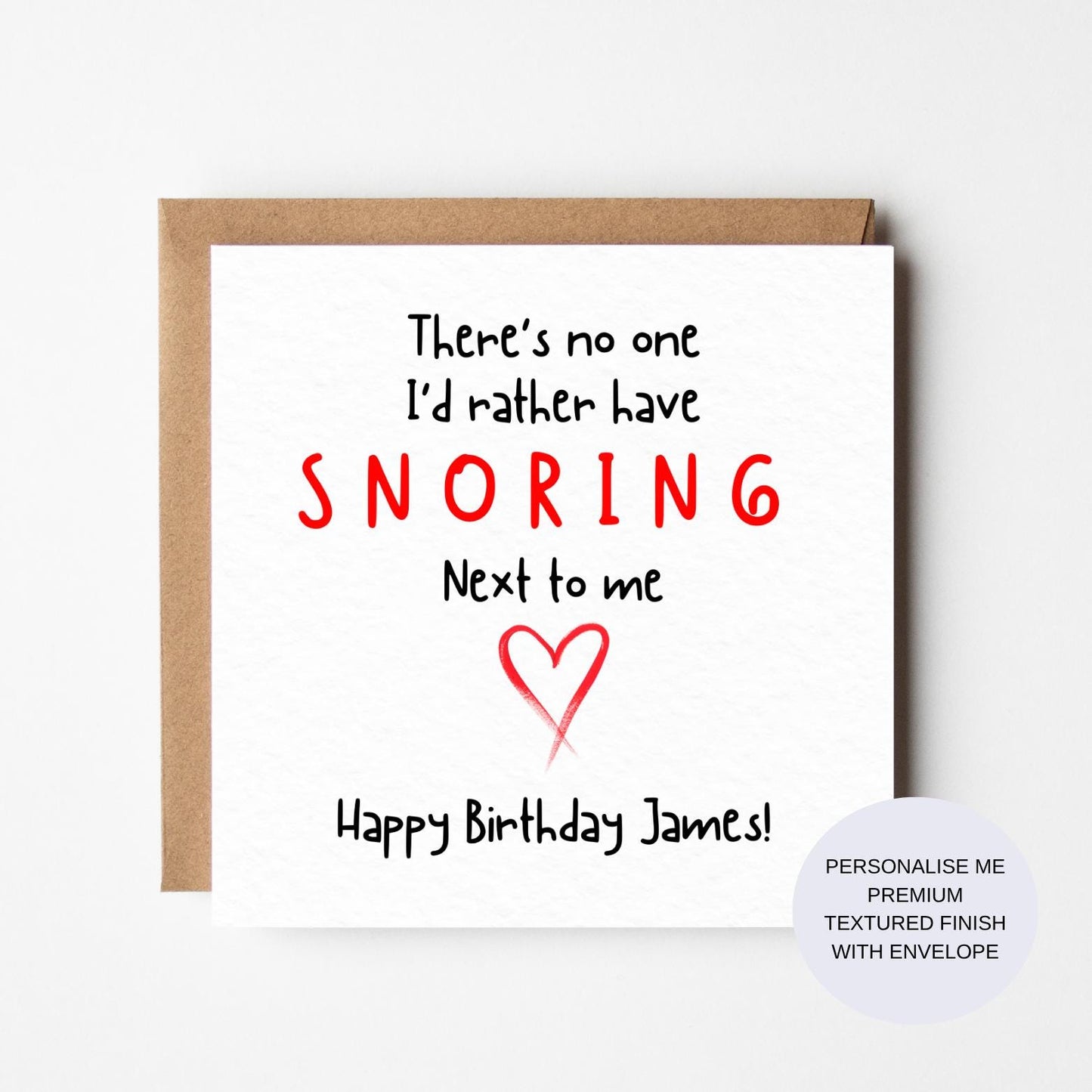 Funny Birthday Card for Him | Snoring Card | Romantic Husband Card | Boyfriend Birthday Card | Personalised Funny Love Card