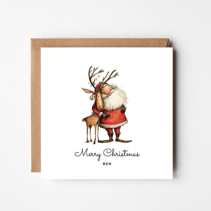 Personalised Santa and Rudolph Christmas Card: Festive Holiday Greeting