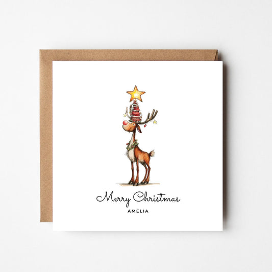 Personalised Rudolph Christmas Card: Funny Festive Holiday Greeting