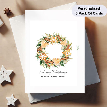 Pack Of 5 Personalised Christmas Cards – Elegant Watercolour Holiday Cards with Envelopes