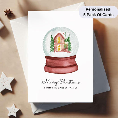 Pack Of 5 Personalised Christmas Cards – Elegant Watercolour Holiday Cards with Envelopes