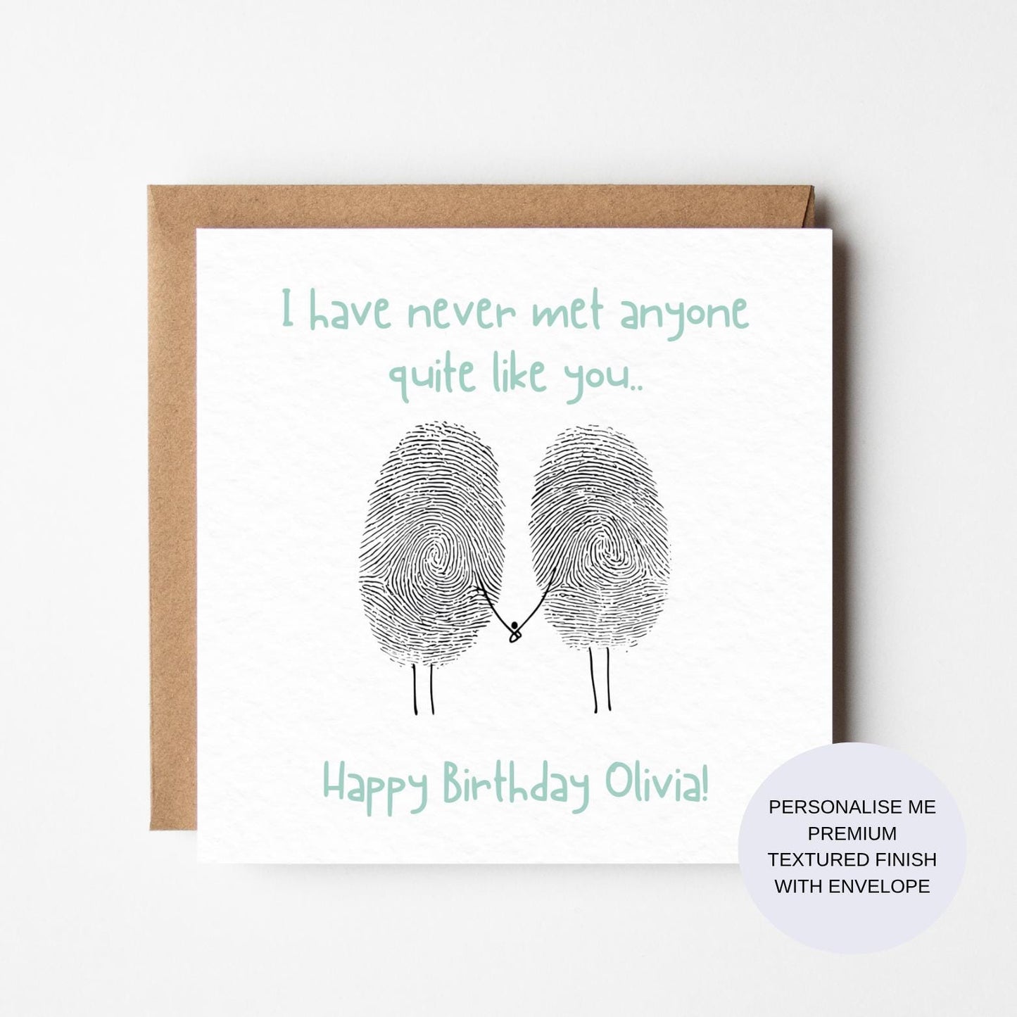 Personalized Fingerprint Birthday Card: Romantic Love Heart Design