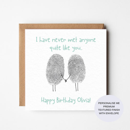 Personalized Fingerprint Birthday Card: Romantic Love Heart Design