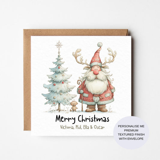 Personalized Santa Rudolph Christmas Card: Rustic Holiday Greeting