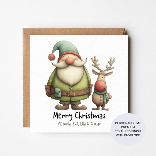 Personalized Santa & Rudolph Christmas Card: Festive Holiday Greeting