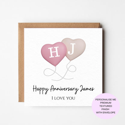 Wedding Anniversary Card, Happy Anniversary Card, Personalised Anniversary Card For Him, Husband Anniversary Card, For Wife, Boyfriend, Her