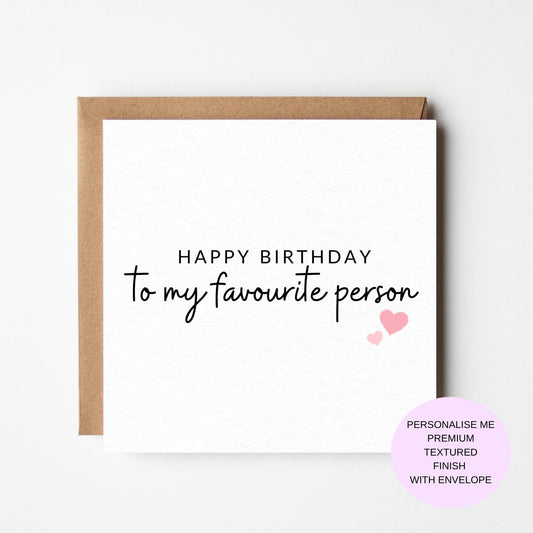 Favourite Person Birthday Card, Boyfriend Birthday Card, Cute Birthday Card To Husband, Birthday Card For Him, Her, Girlfriend Birthday Card