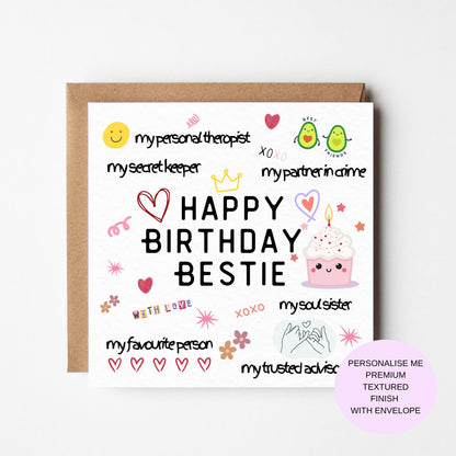 Funny Bestie Birthday Card: Soul Sister, Partner in Crime
